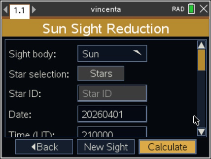 Simple and intuitive sight reduction
